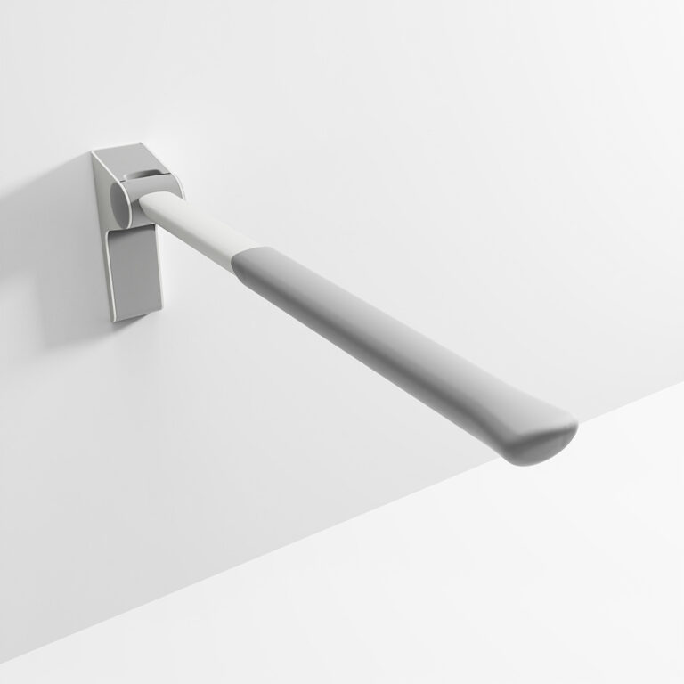 Ropox Toiletbeugel, opkl., wandgem., recht, 76 cm., wit/grijs, incl. poot