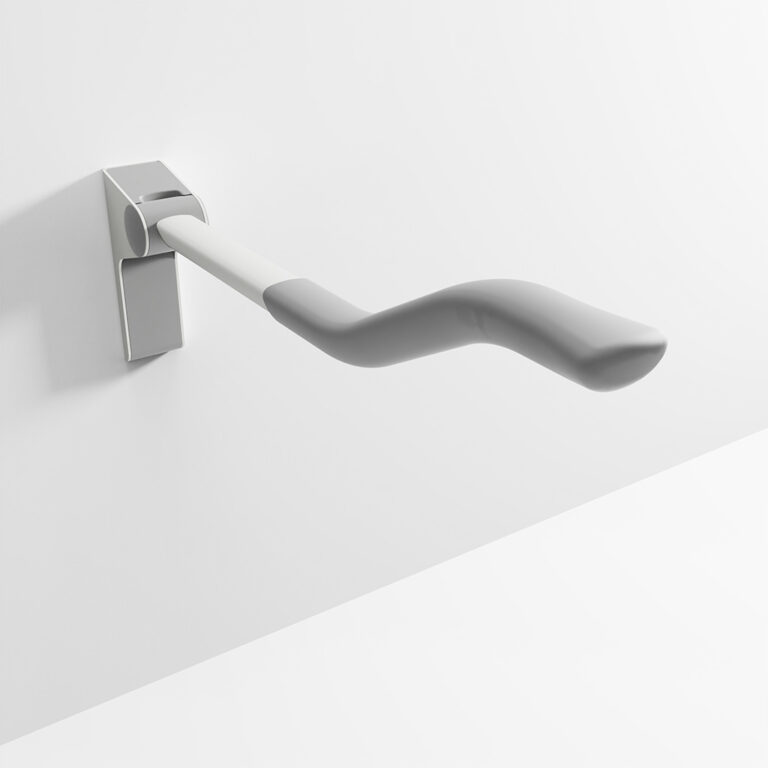 Ropox Toiletbeugel, opkl., wandgem., wave, 76cm., wit/grijs