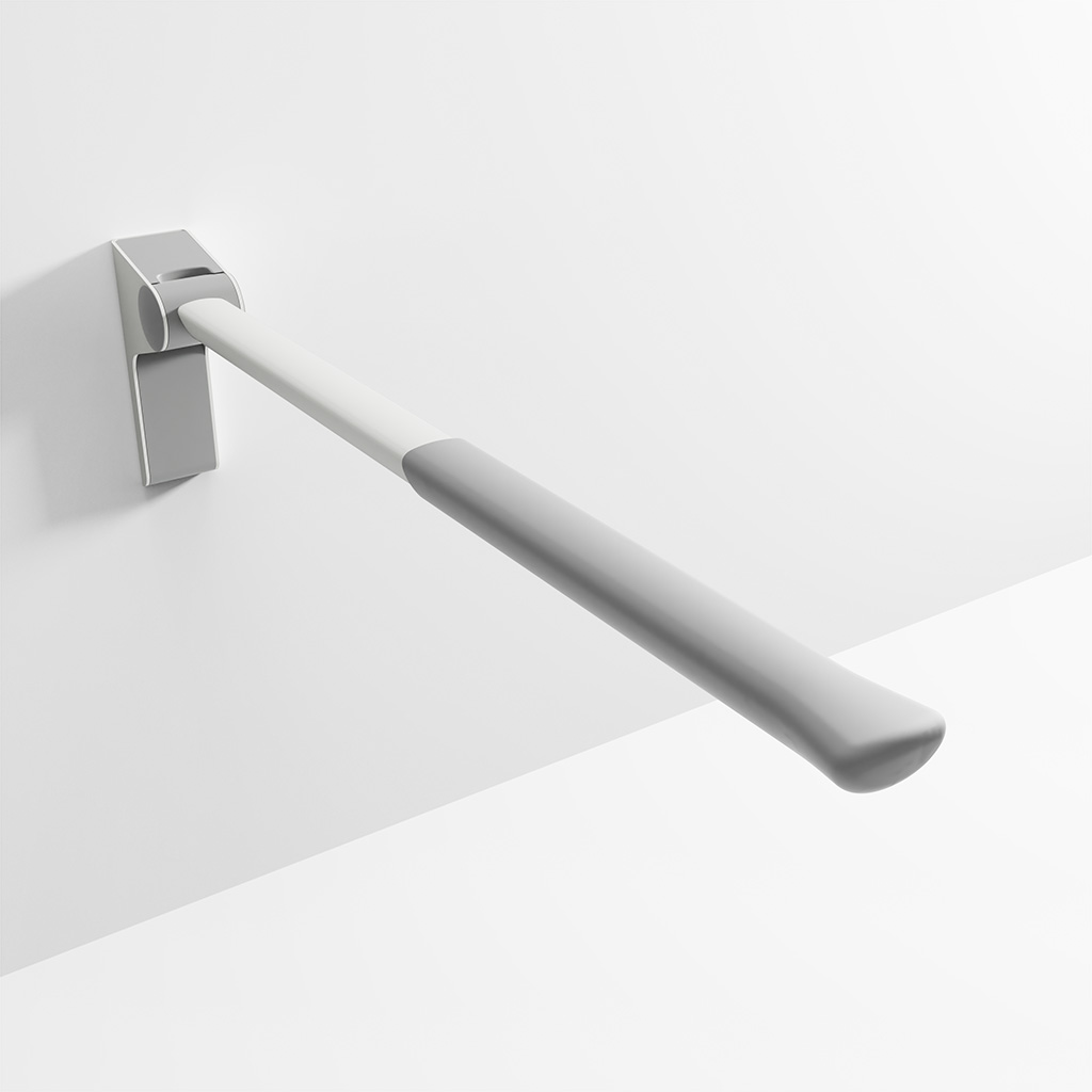 Ropox Toiletbeugel opkl., wandgem., wave, 90cm., wit/grijs